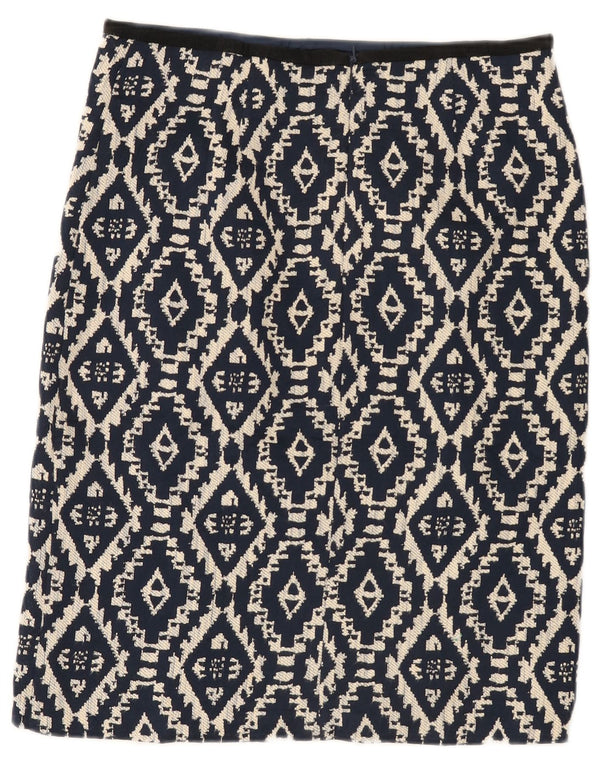 Marks & Spencer Womens Straight Skirt UK 12 Medium 30 Navy Blue Geometric