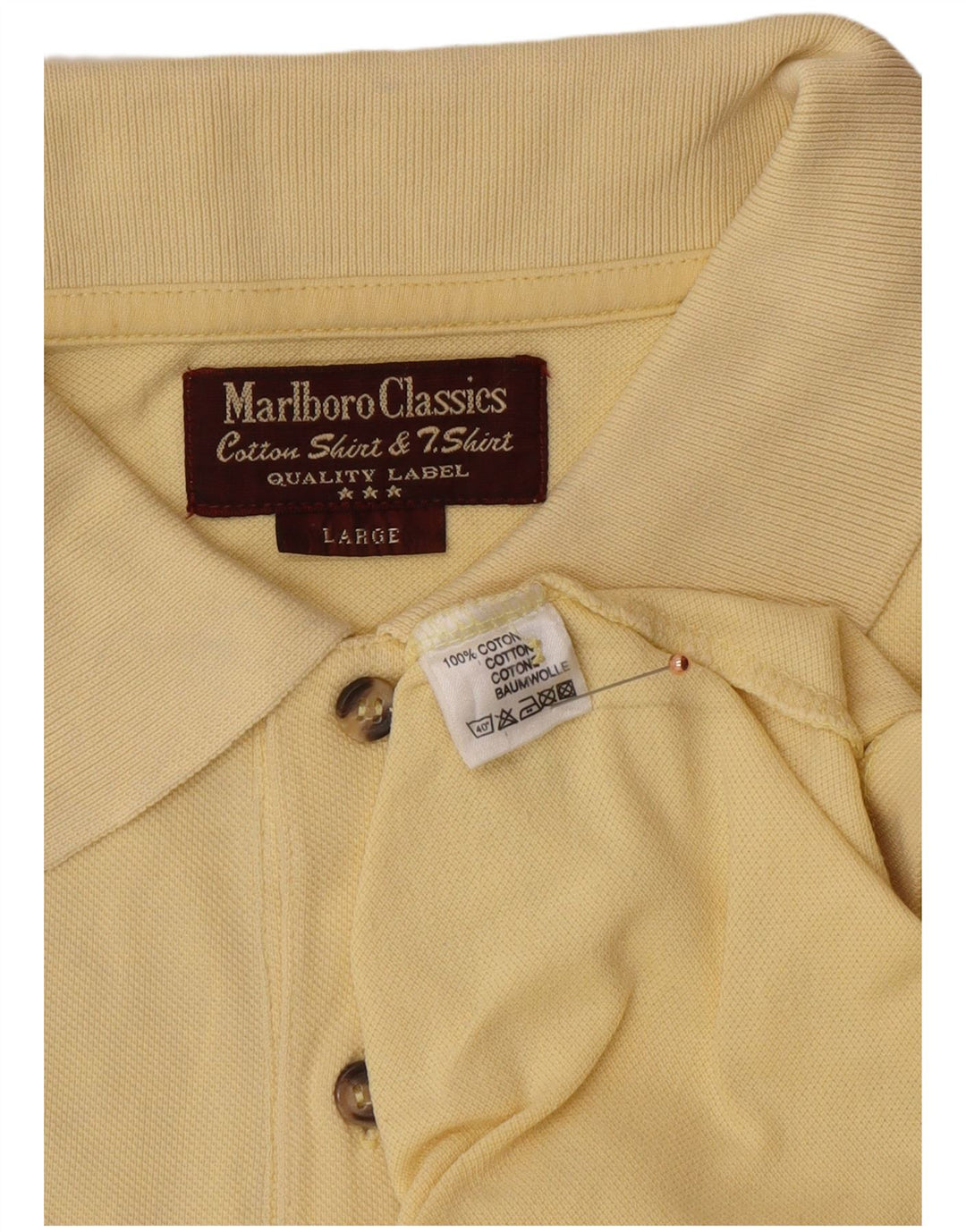 MARLBORO CLASSICS Mens Polo Shirt Large Yellow Cotton