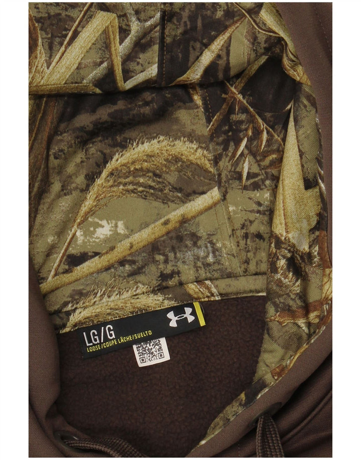 UNDER ARMOUR Mens Graphic Hoodie Jumper Large Khaki