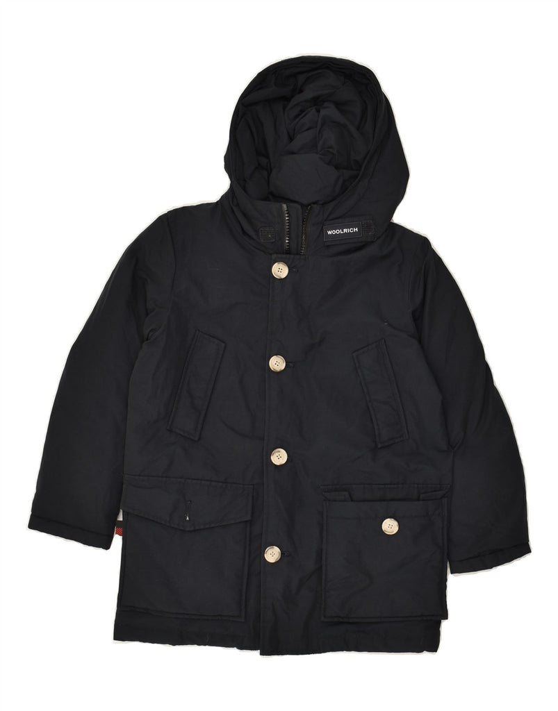 WOOLRICH Boys Hooded Utility Jacket 7-8 Years Black Cotton | Vintage Woolrich | Thrift | Second-Hand Woolrich | Used Clothing | Messina Hembry 