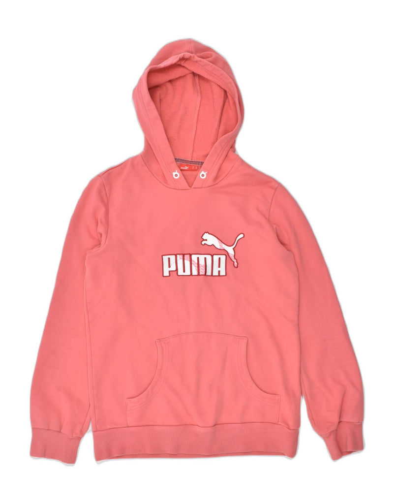 PUMA Womens Graphic Hoodie Jumper UK 12 Medium Pink | Vintage | Thrift | Second-Hand | Used Clothing | Messina Hembry 