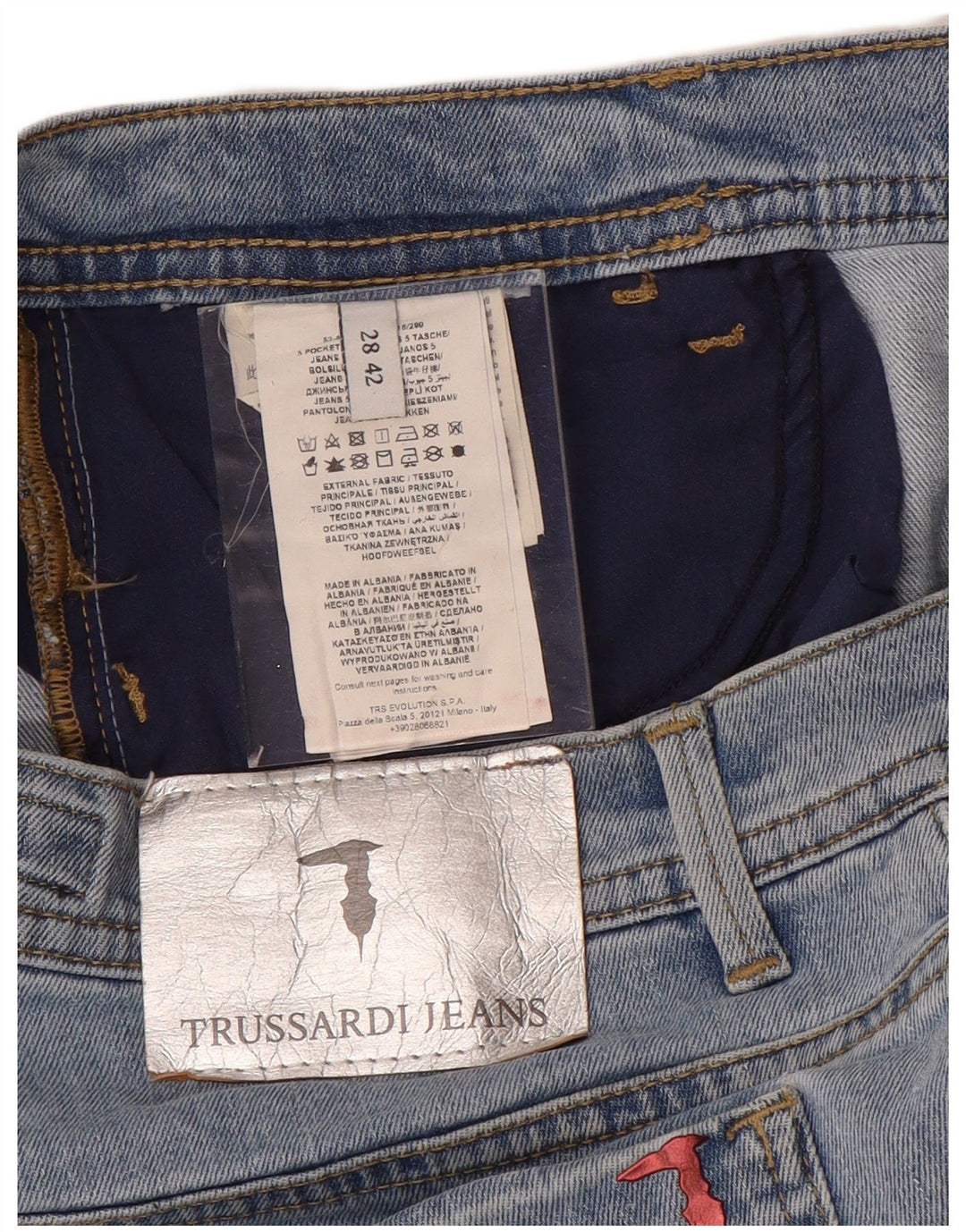 TRUSSARDI Womens Straight Jeans W28 L30 Blue Polyester