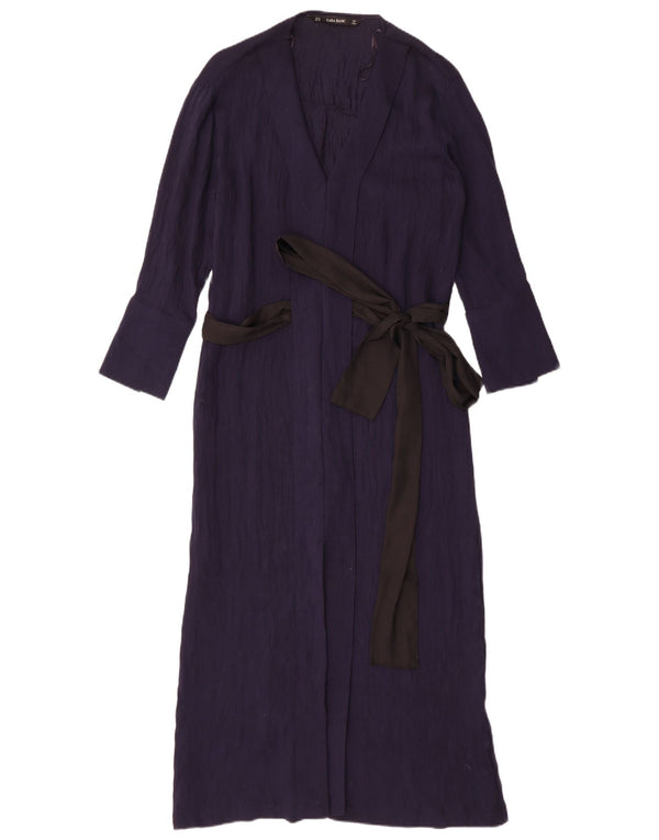 Zara Womens 3/4 Sleeve Oversized Maxi Dress UK 6 XS Navy Blue Polyester