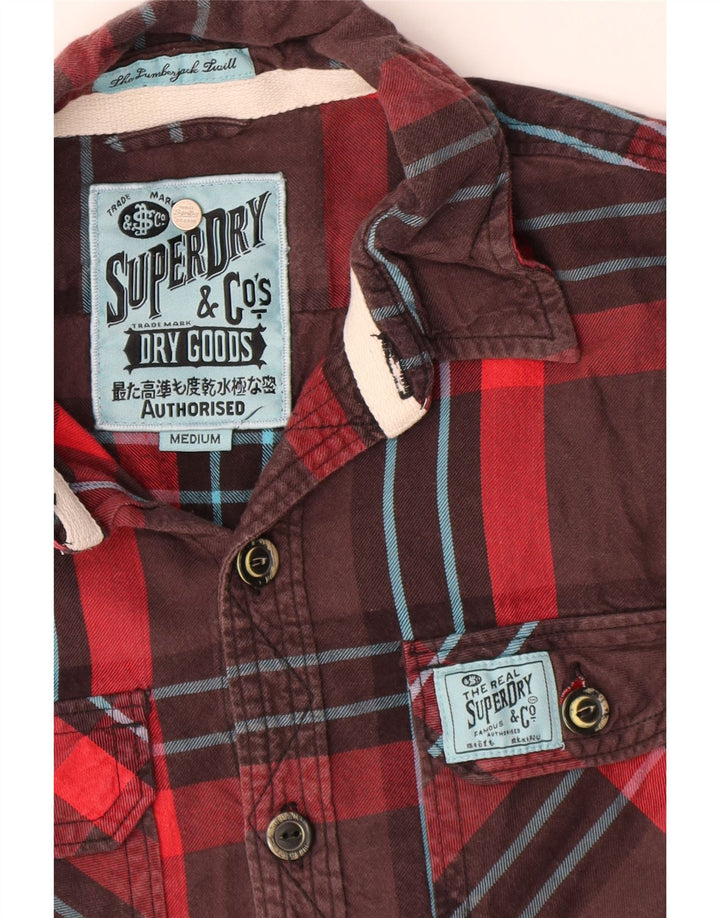 Superdry Mens Flannel Shirt Medium Brown Check Cotton