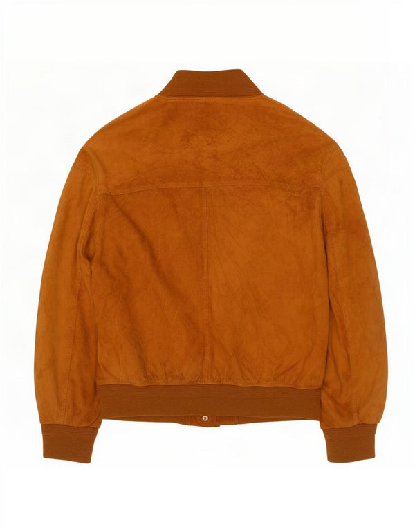 Evolution Mens Suede Bomber Jacket UK 44 2XL Beige Leather