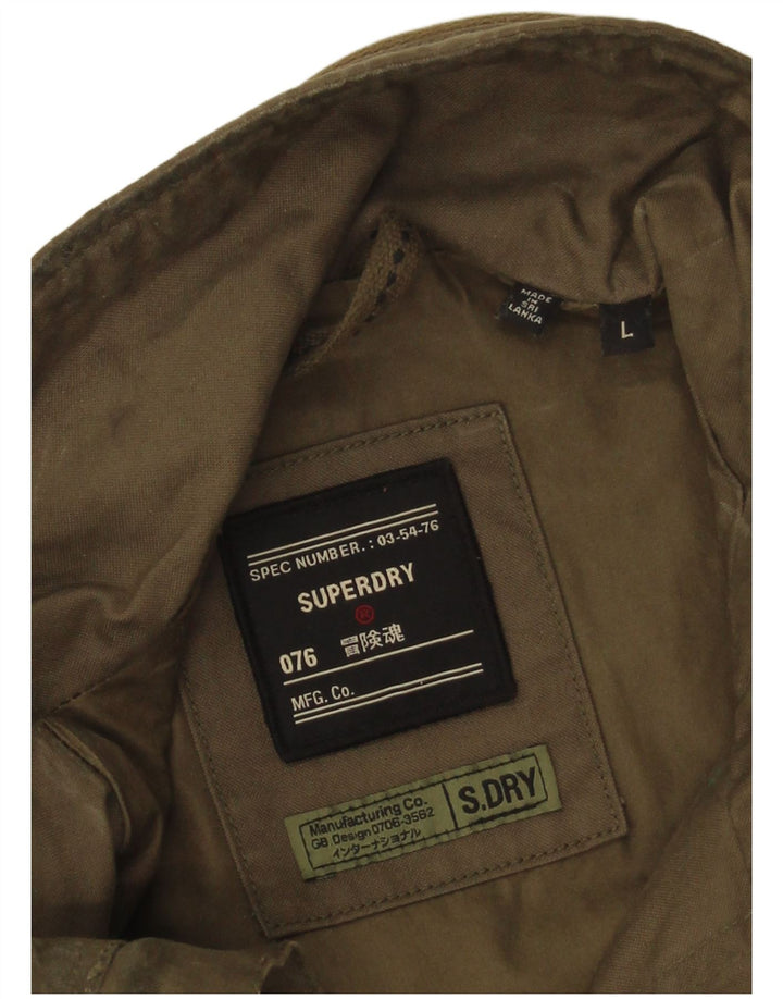 Superdry Mens Military Jacket UK 40 Large Khaki Cotton