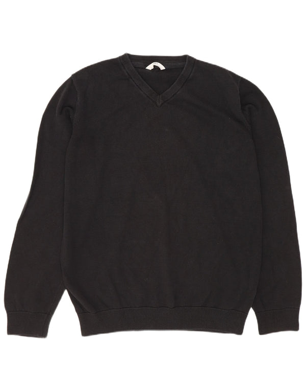 Marks & Spencer Boys V-Neck Jumper Sweater 14-15 Years Black Cotton