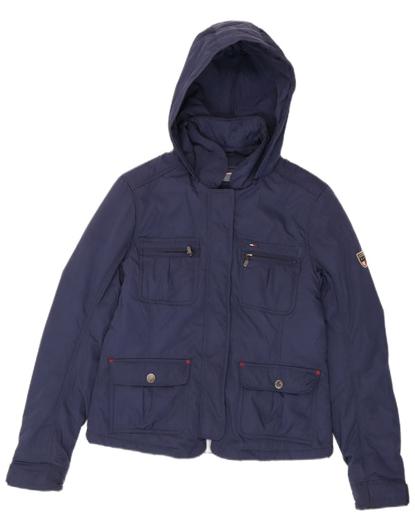 Tommy Hilfiger Womens Hooded Utility Jacket UK 12 Medium Navy Blue