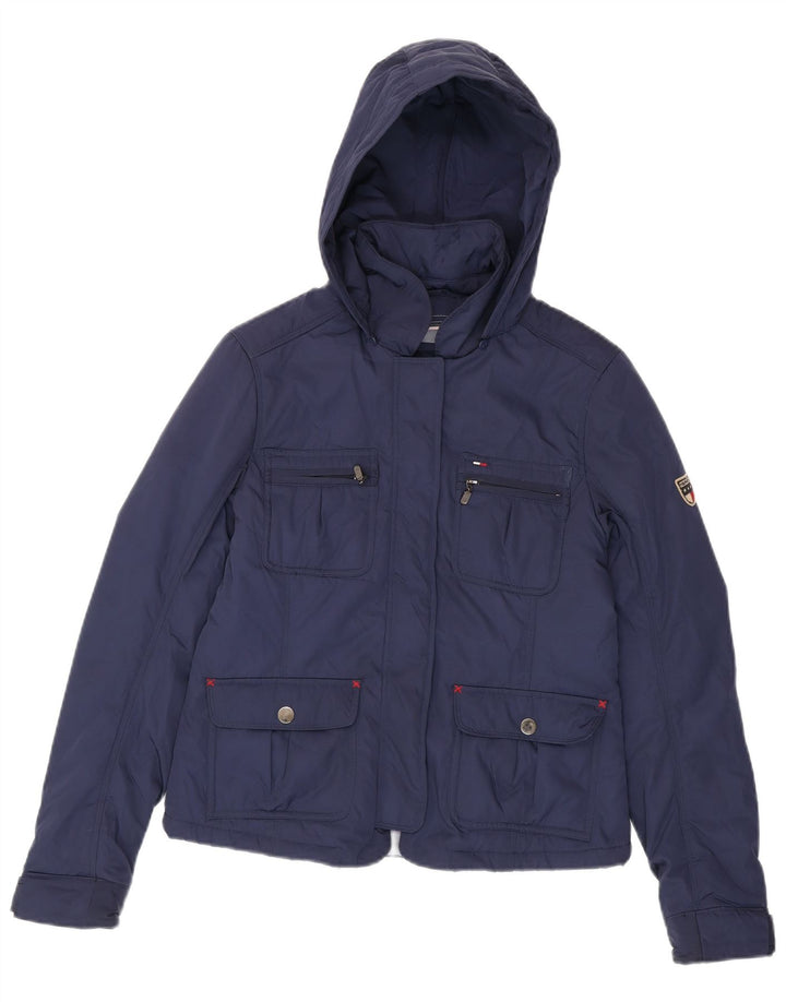 Tommy Hilfiger Womens Hooded Utility Jacket UK 12 Medium Navy Blue