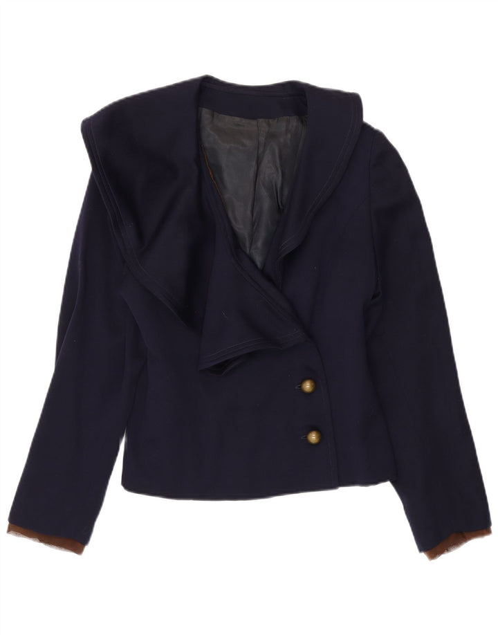Vintage Womens 2 Button Blazer Jacket UK 10 Small Navy Blue