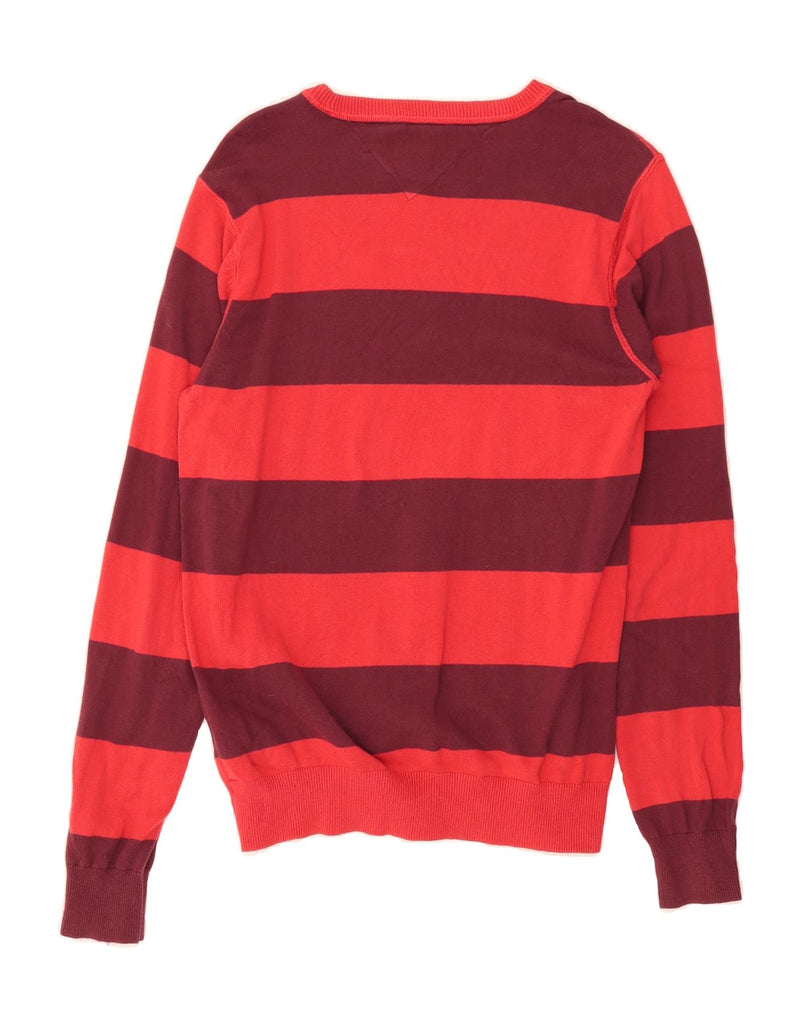 TOMMY HILFIGER Womens Boat Neck Jumper Sweater UK 14 Large Red Striped Vintage Tommy Hilfiger and Second-Hand Tommy Hilfiger from Messina Hembry 