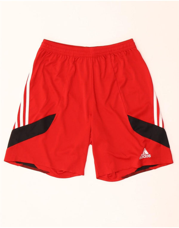 Adidas Mens Climalite Sport Shorts Small Red Colourblock Polyester