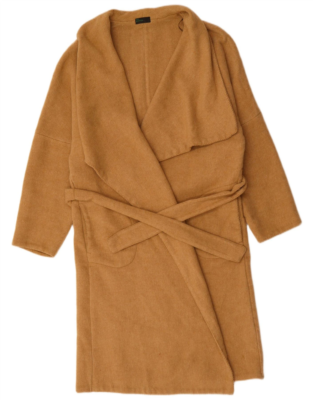 BENETTON Womens Open Overcoat UK 18 XL Brown Polyester