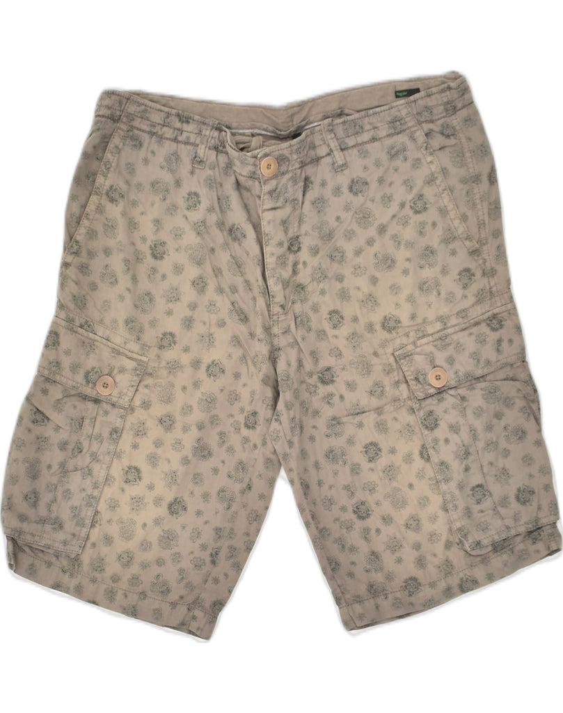 BENETTON Mens Cargo Shorts IT 50 Large W36 Grey Floral Cotton | Vintage Benetton | Thrift | Second-Hand Benetton | Used Clothing | Messina Hembry 