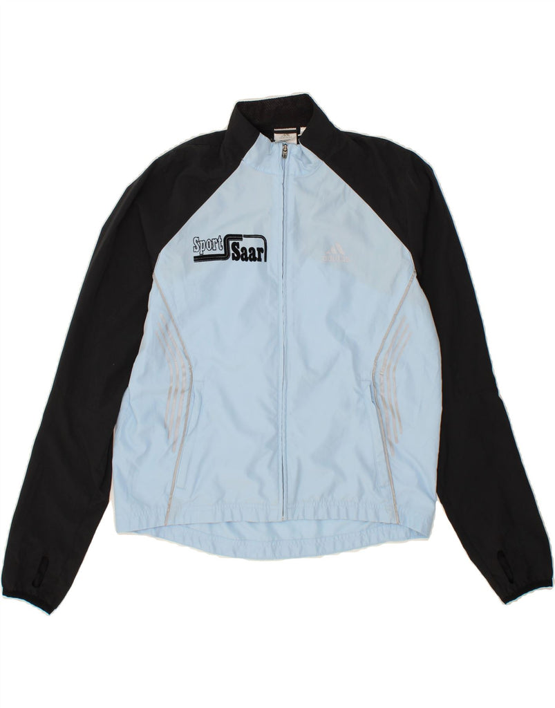 ADIDAS Womens Graphic Tracksuit Top Jacket UK 14 Large  Blue Colourblock Vintage Adidas and Second-Hand Adidas from Messina Hembry 