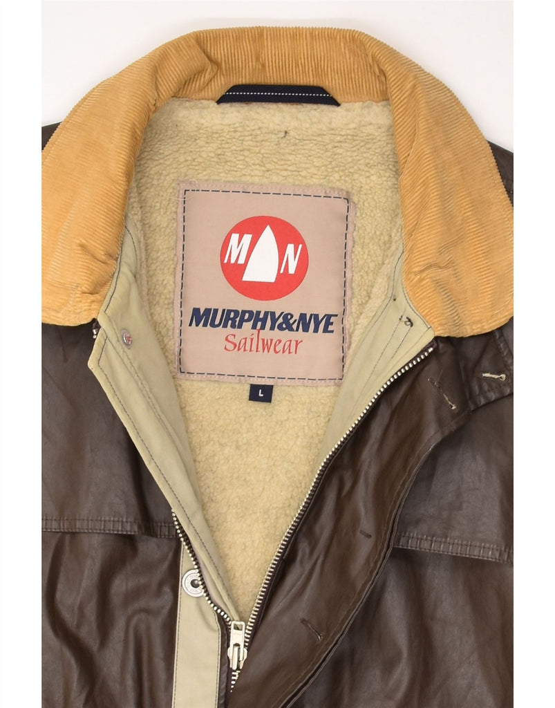 MURPHY & NYE Mens Sherpa Jacket UK 40 Large Brown Cotton | Vintage Murphy & Nye | Thrift | Second-Hand Murphy & Nye | Used Clothing | Messina Hembry 