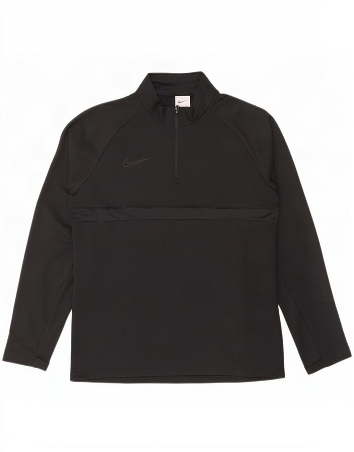 Nike Mens Dri Fit Zip Neck Pullover Tracksuit Top Medium Black Polyester