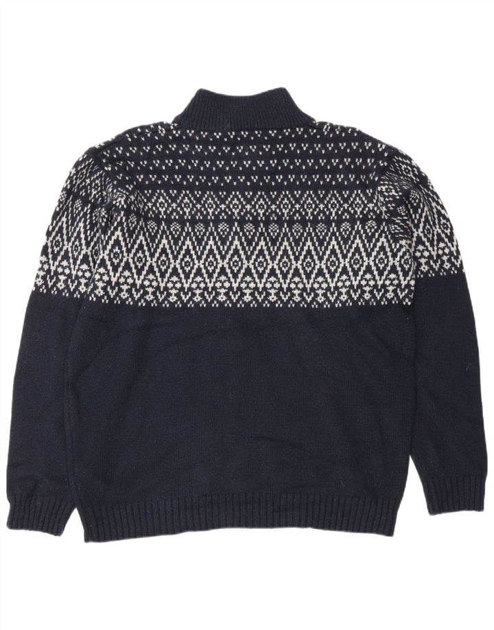 Marks & Spencer Mens Blue Harbour Zip Neck Jumper Sweater Large Navy Blue