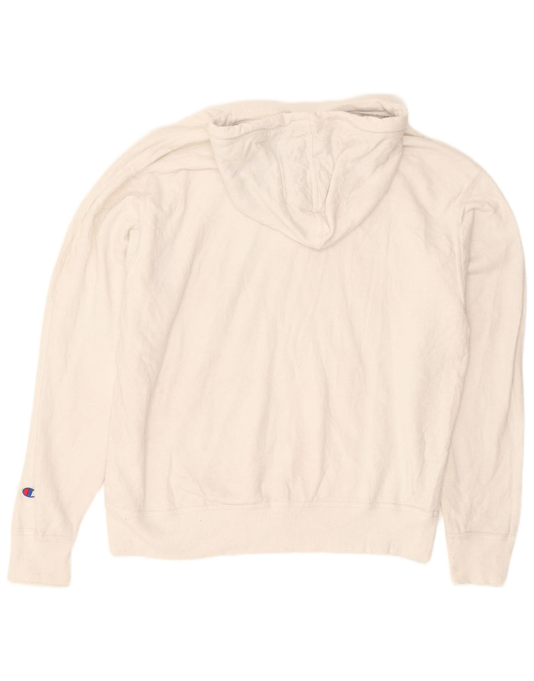 CHAMPION Mens Graphic Hoodie Jumper Large White Cotton