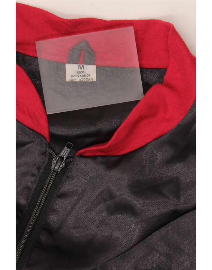 Vintage Mens Bomber Jacket UK 38 Medium Black Colourblock Polyamide