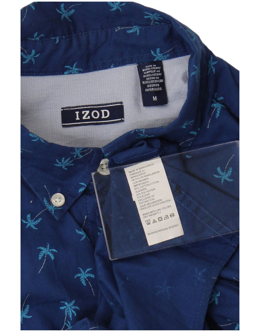 IZOD Mens Short Sleeve Shirt Medium Navy Blue Floral Cotton