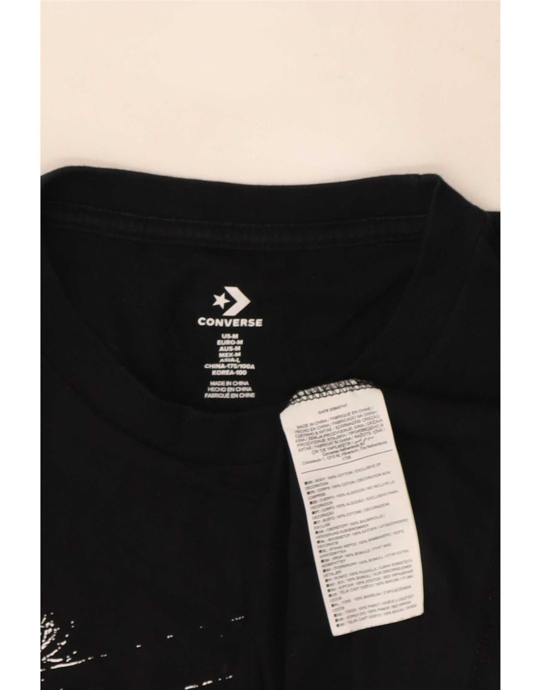 Converse Mens Graphic T-Shirt Top Medium Black Cotton