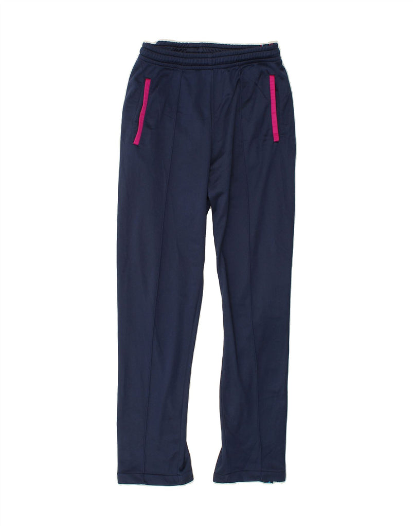 ASICS Womens Graphic Tracksuit Trousers UK 14 Medium Navy Blue Vintage Asics and Second-Hand Asics from Messina Hembry 