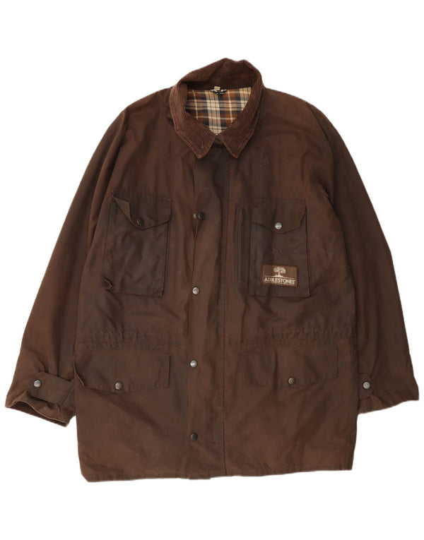 Vintage Mens Waxed Cotton Jacket UK 38 Medium Brown