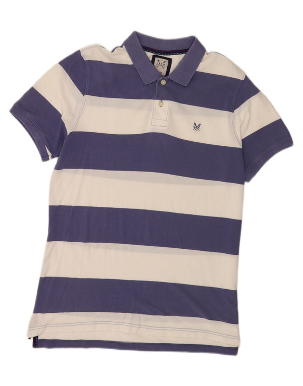 Crew Clothing Mens Polo Shirt Large Blue Striped Cotton