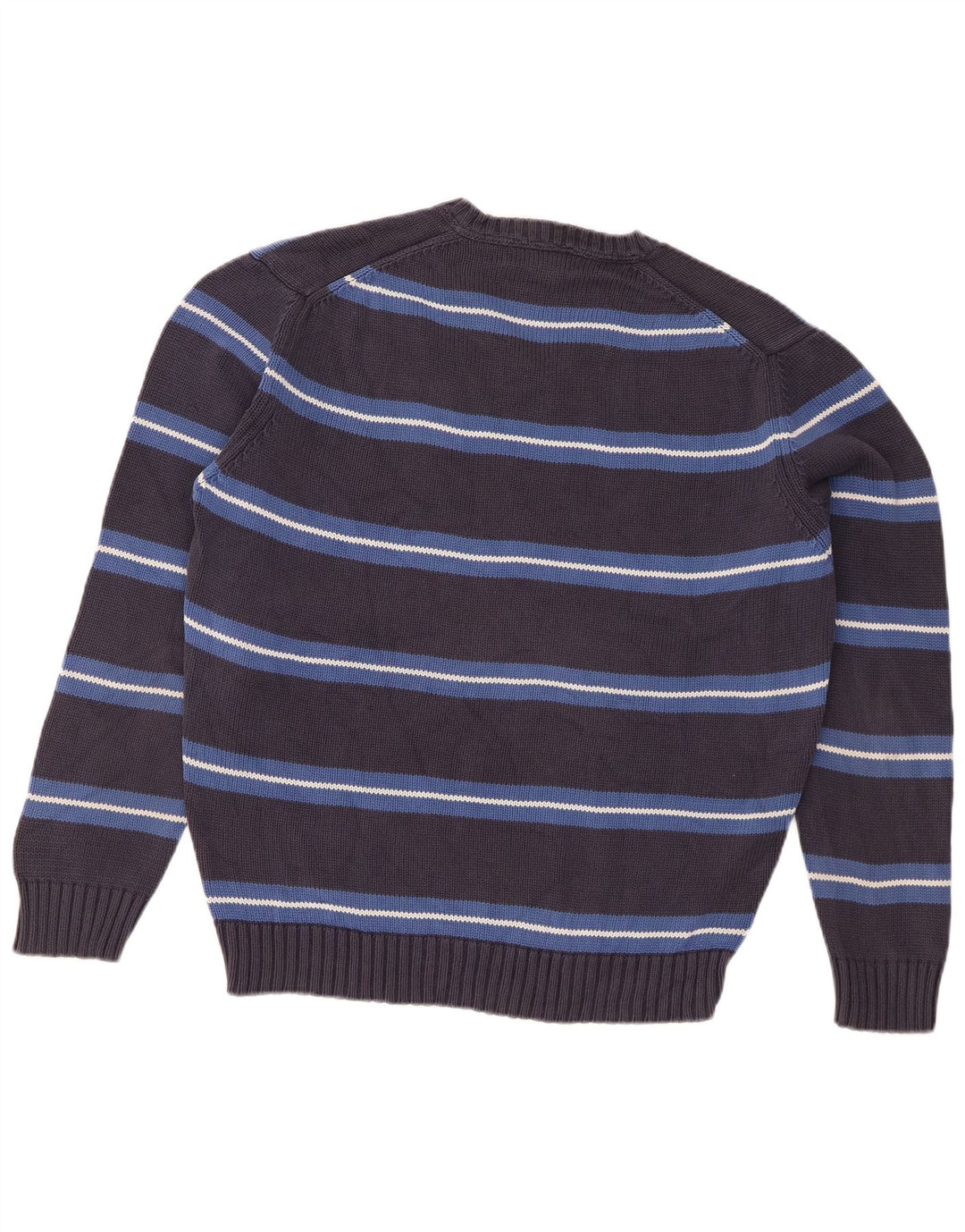 Zara Mens V-Neck Jumper Sweater Large Grey Striped