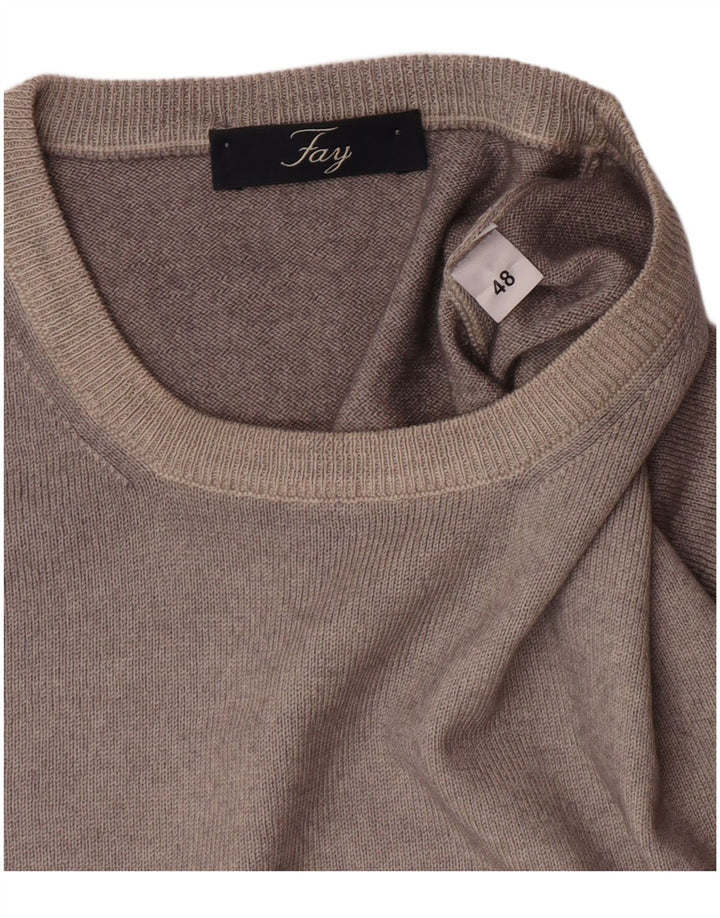 Fay Mens Crew Neck Jumper Sweater IT 48 Medium Grey