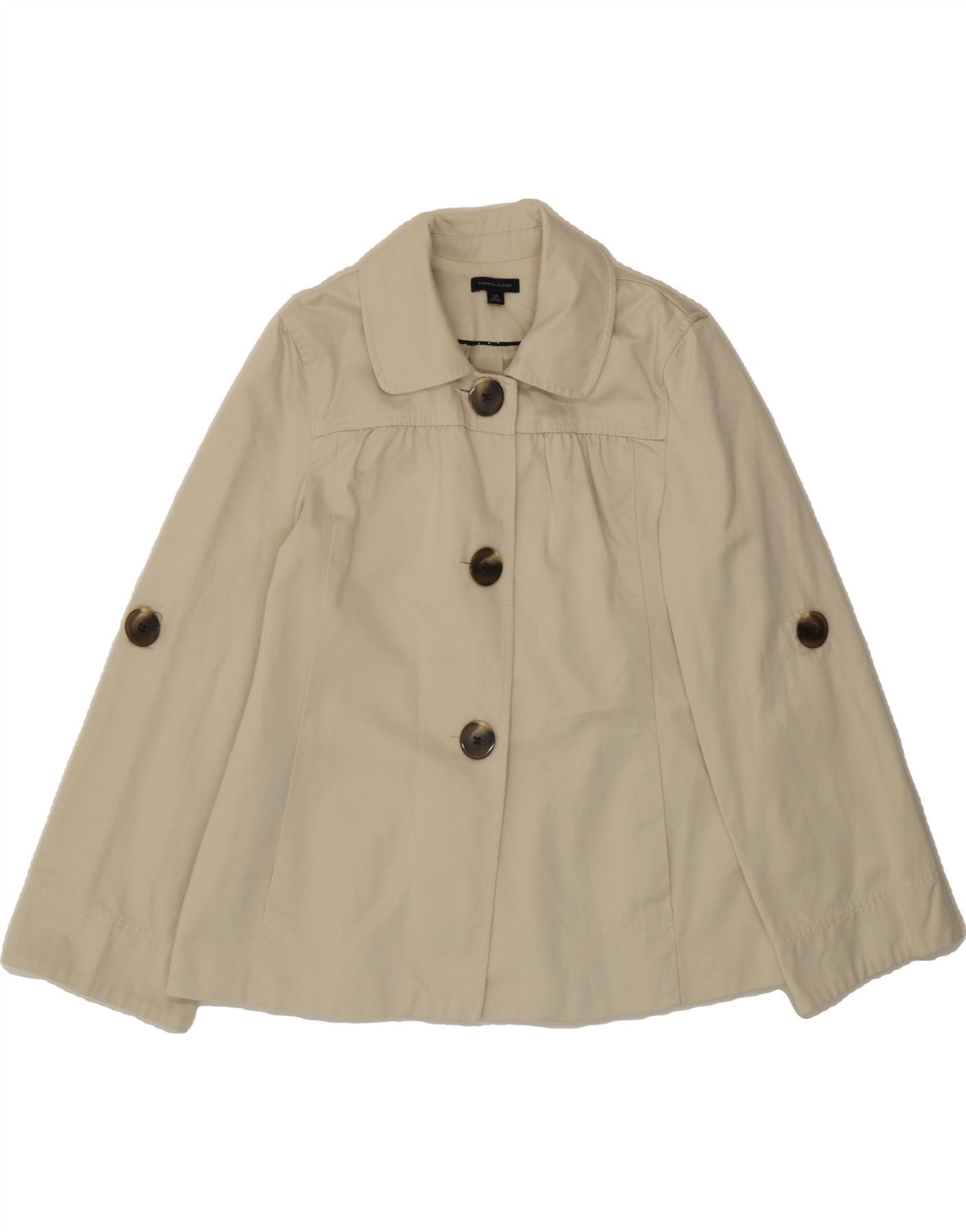 TOMMY HILFIGER Womens Trench Coat UK 16 Large Off White Cotton Vintage Tommy Hilfiger and Second-Hand Tommy Hilfiger from Messina Hembry 