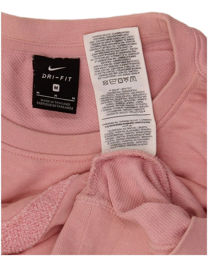 Nike Womens Crop Graphic Sweatshirt Jumper UK 14 Medium Pink Cotton