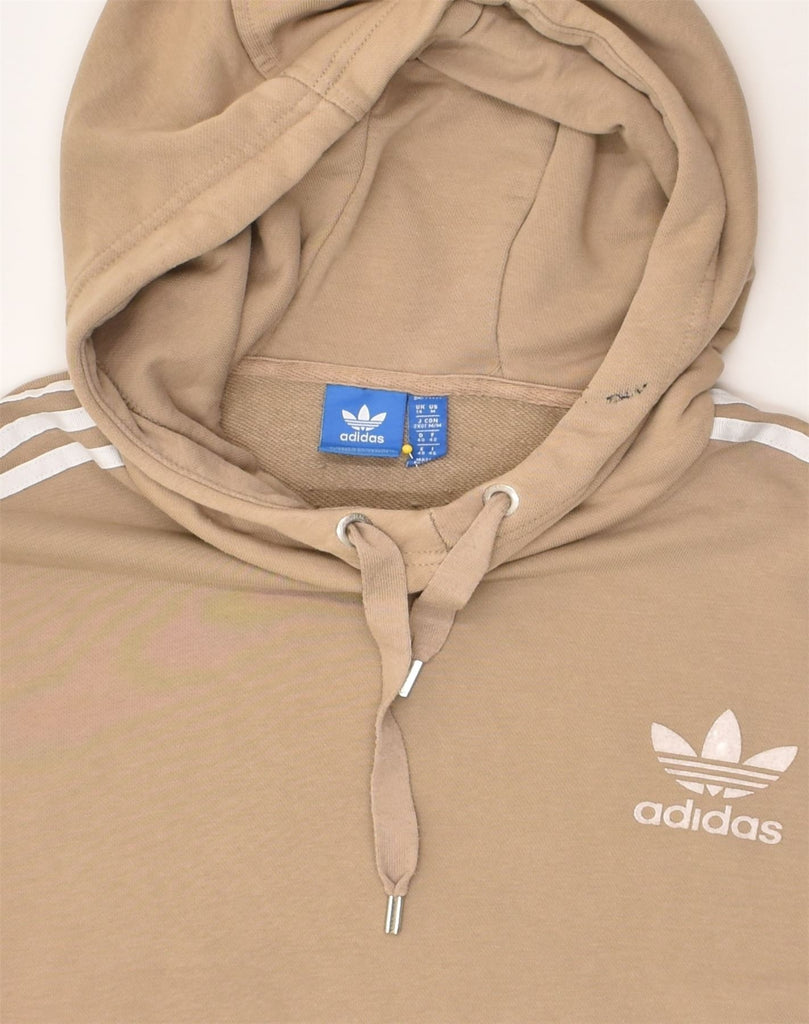 ADIDAS Womens Hoodie Jumper UK 14 Medium Beige Cotton | Vintage Adidas | Thrift | Second-Hand Adidas | Used Clothing | Messina Hembry 