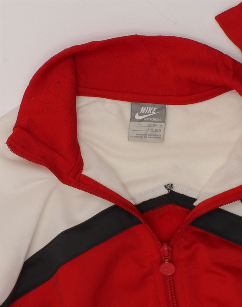 NIKE Boys Tracksuit Top Jacket 13-14 Years XL Red Colourblock Polyester | Vintage Nike | Thrift | Second-Hand Nike | Used Clothing | Messina Hembry 