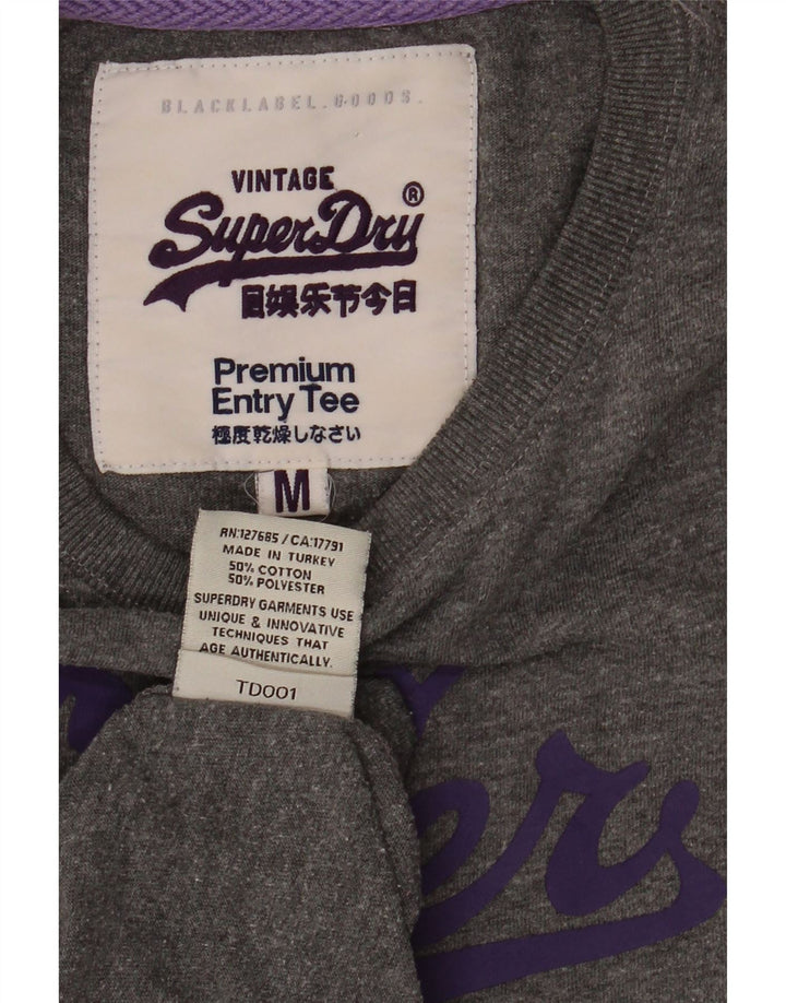 Superdry Mens Graphic T-Shirt Top Medium Grey Cotton