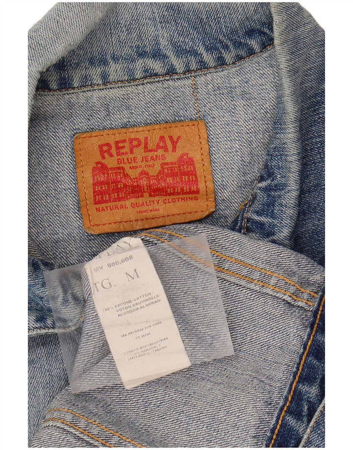 REPLAY Womens Denim Jacket UK 14 Medium Blue Cotton