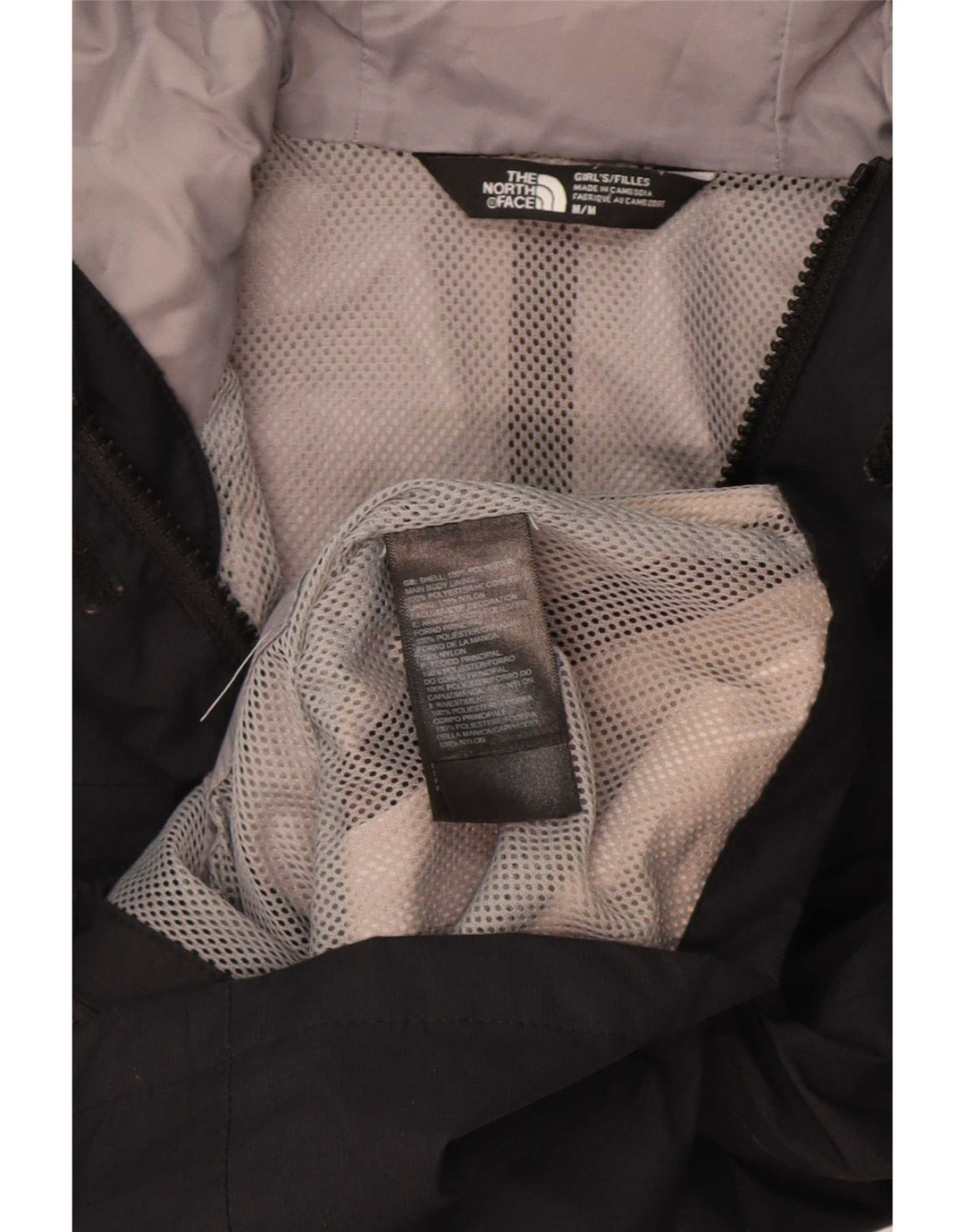 The North Face Girls Hooded Rain Jacket 9-10 Years Medium Black Polyester