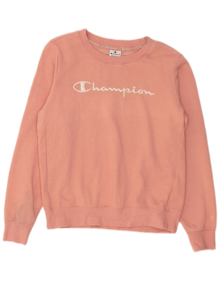 Champion Womens Graphic Sweatshirt Jumper UK 14 Medium Pink Cotton