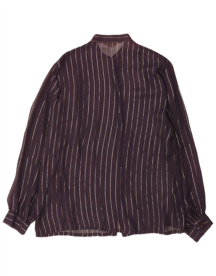 Vintage Womens Shirt Blouse IT 46 Large Navy Blue Pinstripe