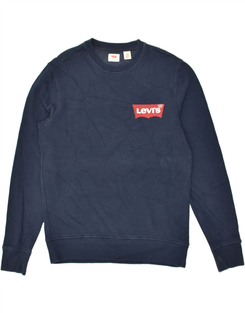 LEVI'S Mens Graphic Sweatshirt Jumper Medium Navy Blue Cotton | Vintage Levi's | Thrift | Second-Hand Levi's | Used Clothing | Messina Hembry 