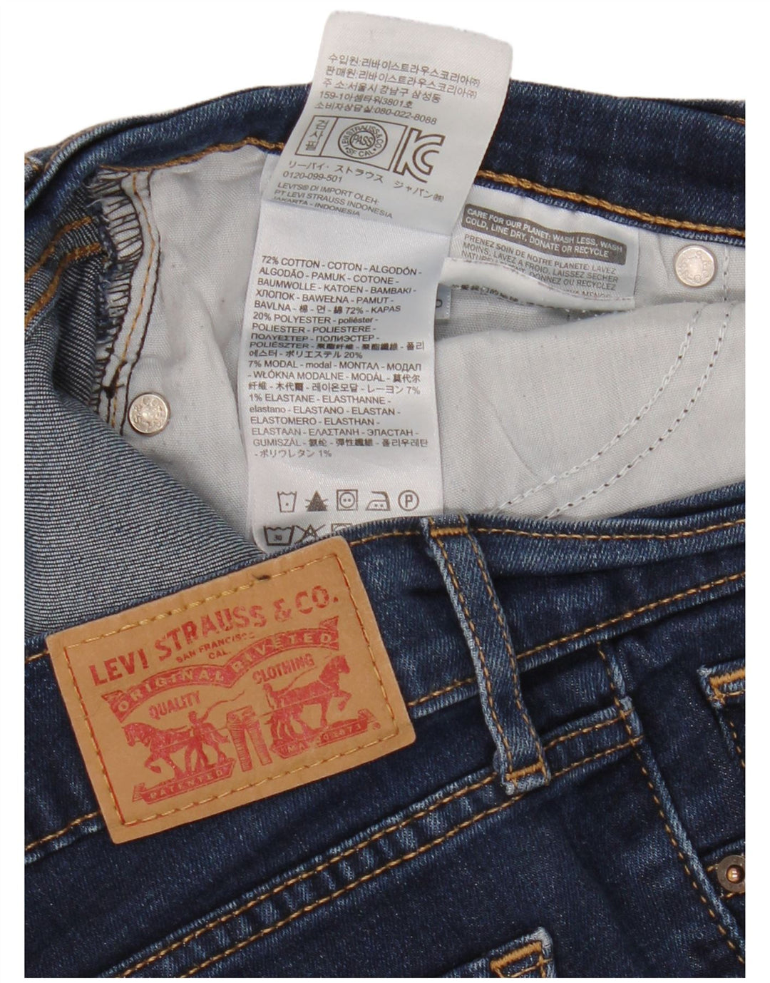 Levi's Womens 714 Straight Jeans W28 L27 Blue Cotton