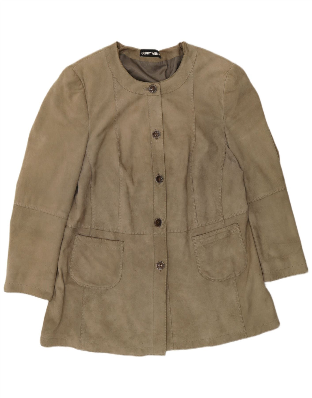 Gerry Weber Womens Suede Jacket UK 20 2XL Grey Leather