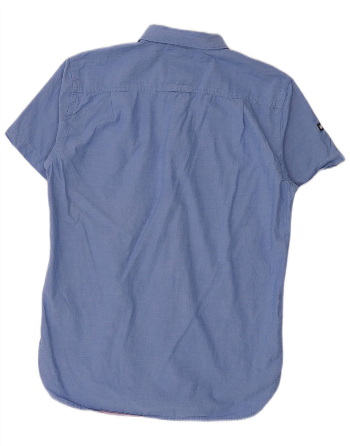 Superdry Mens Short Sleeve Shirt Medium Blue Cotton