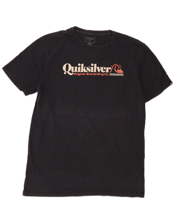 Quiksilver Mens Regular Fit Graphic T-Shirt Top Medium Black Cotton