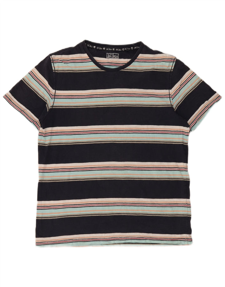 FAT FACE Mens T-Shirt Top Medium Black Striped Cotton