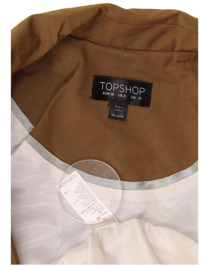 Topshop Womens Open Oversized Blazer Jacket UK 10 Small Brown Polyester