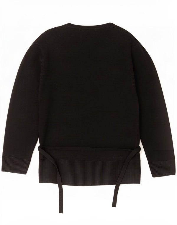 Marks & Spencer Womens 3/4 Sleeve Wrap Cardigan Sweater UK 12 Medium Black