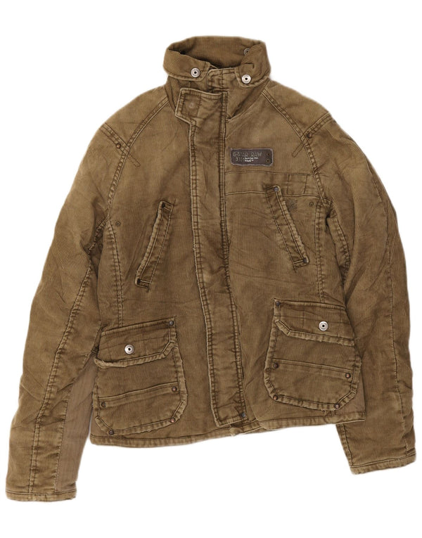 G-Star Mens Corduroy Jacket UK 36 Small Khaki Polyester