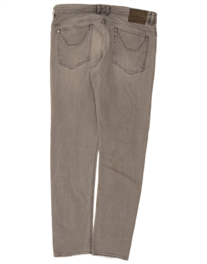 Jeckerson Mens Slim Jeans W34 L31 Grey Cotton